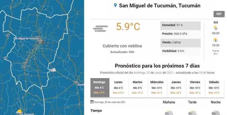 Clima en Tucumán: pronóstico para hoy domingo 20 de junio de 2021 | El Diario 24